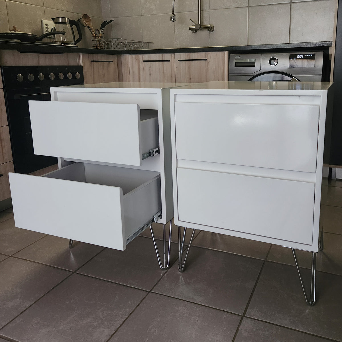 Bedside Pedestals. Silver Legs. R3200 for 2