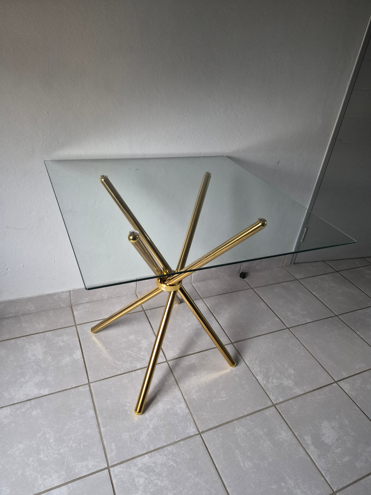 C19 Square Table. Gold Legs