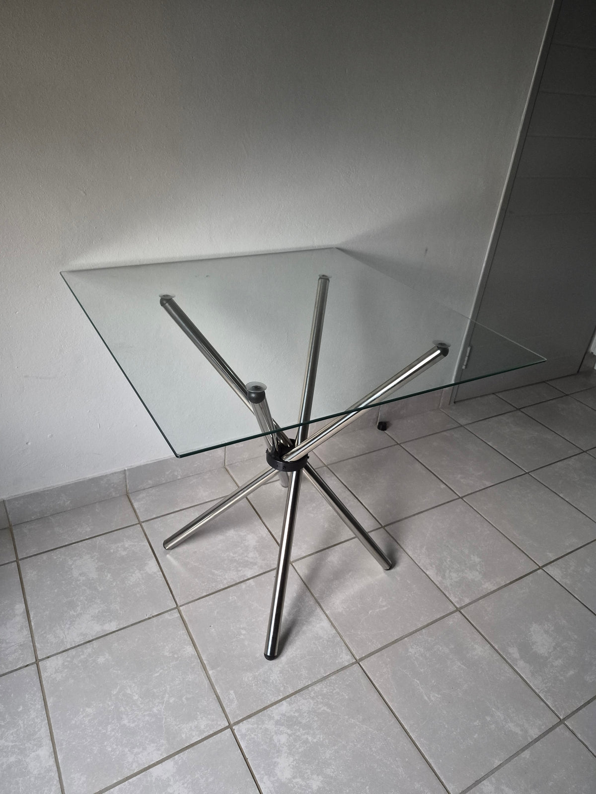 C19 Square Table. Silver Legs