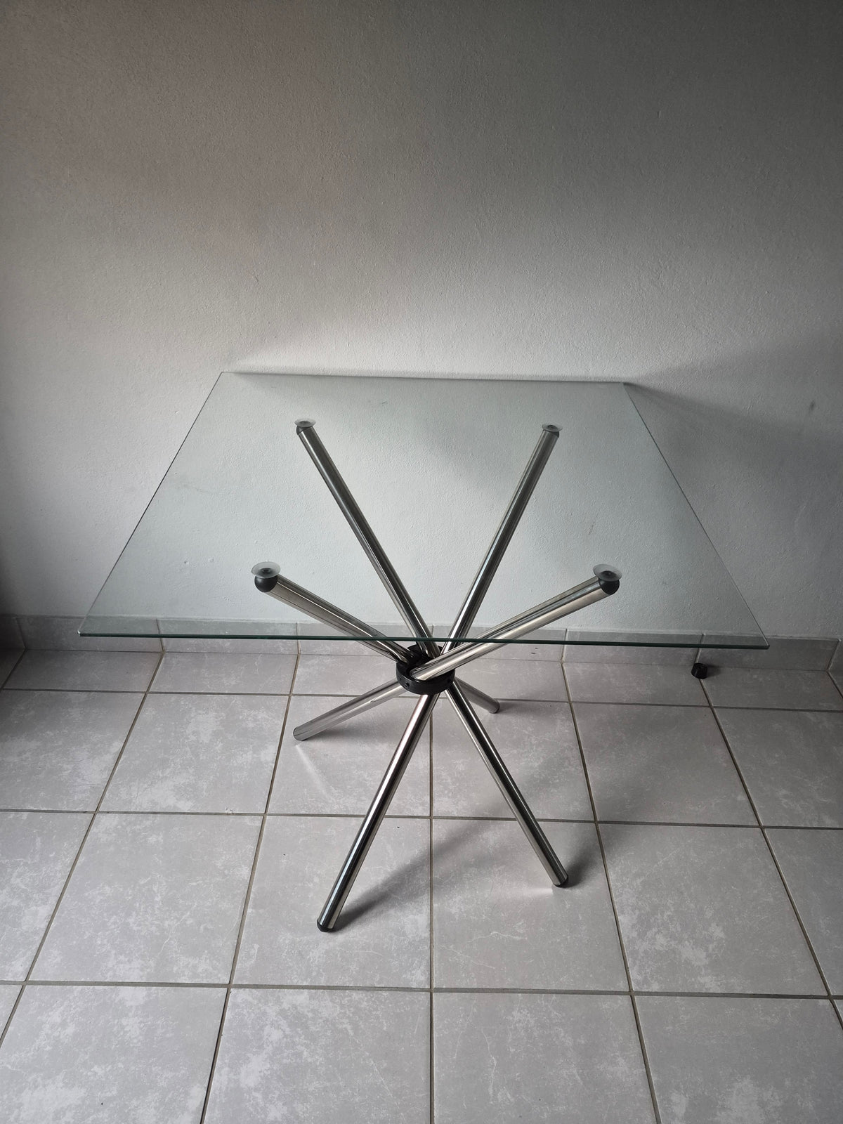 C19 Square Table. Silver Legs