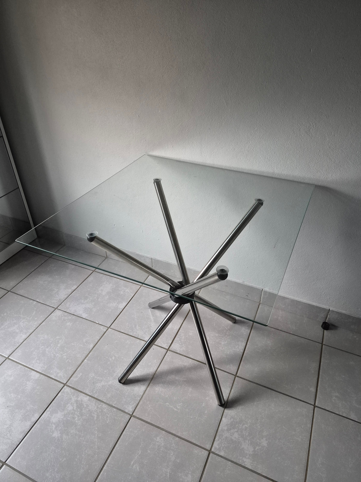 C19 Square Table. Silver Legs