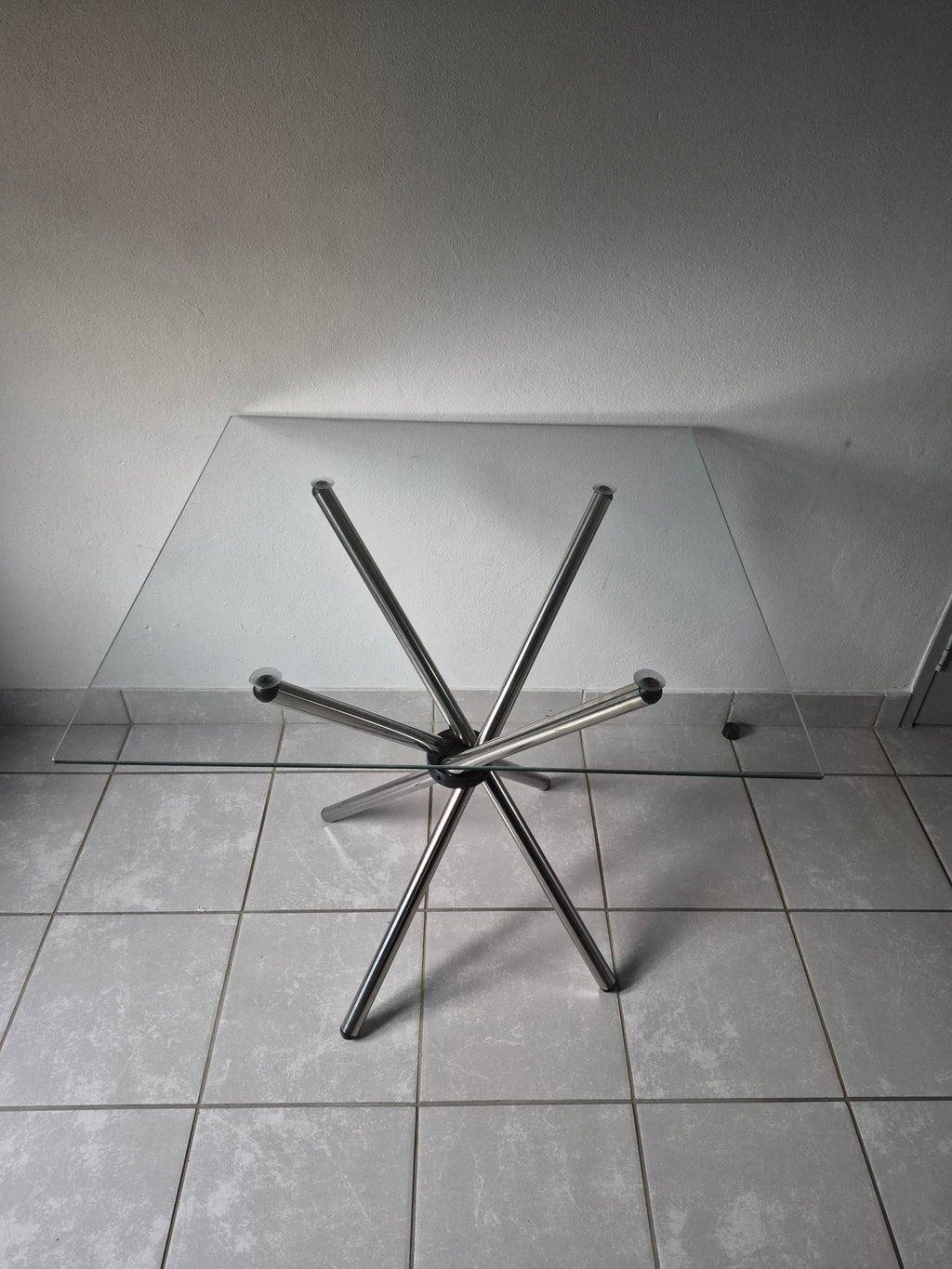 C19 Square Table. Silver Legs