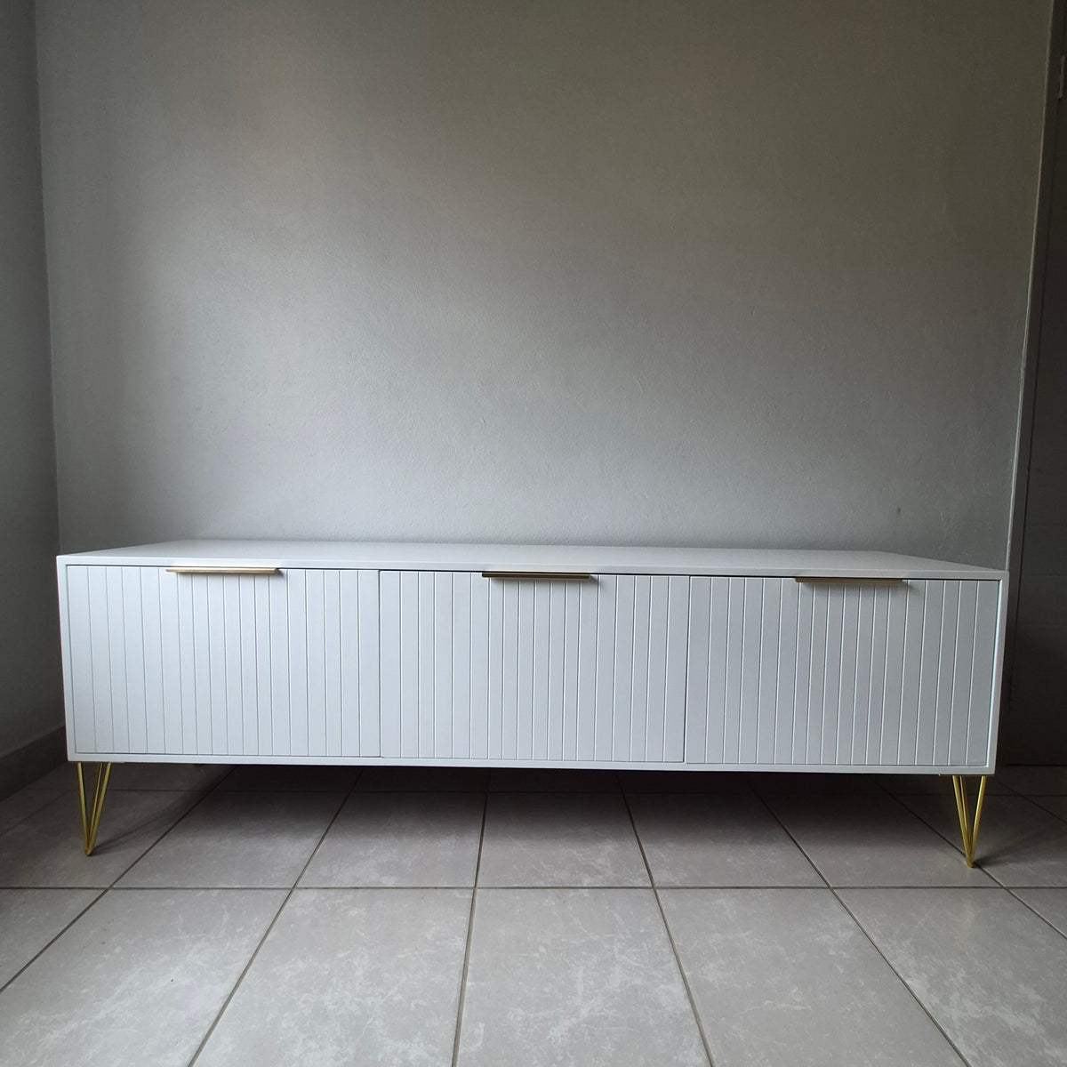 1.8m Tv Stand. Gold Finish