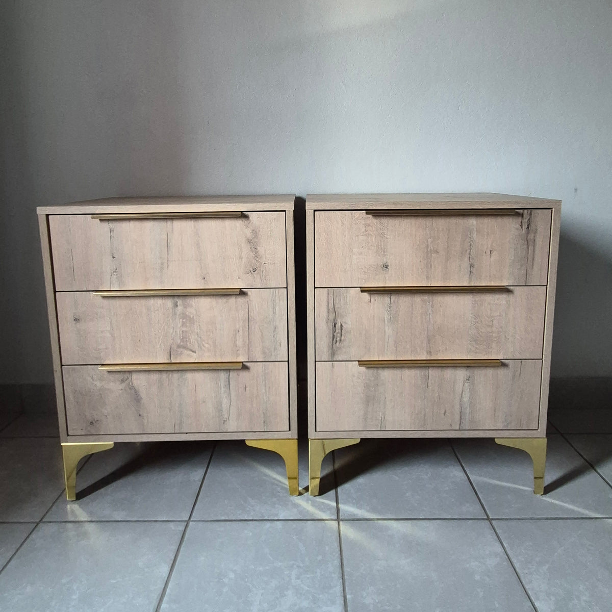 Bedside Pedestals. Gold Handles. R3500 for 2