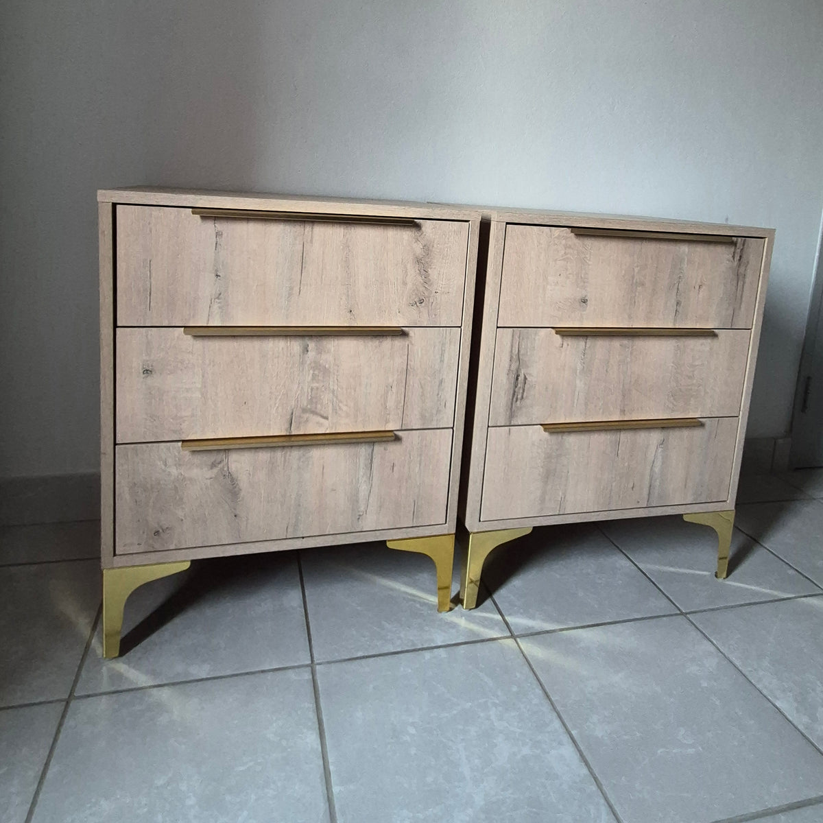 Bedside Pedestals. Gold Handles. R3500 for 2