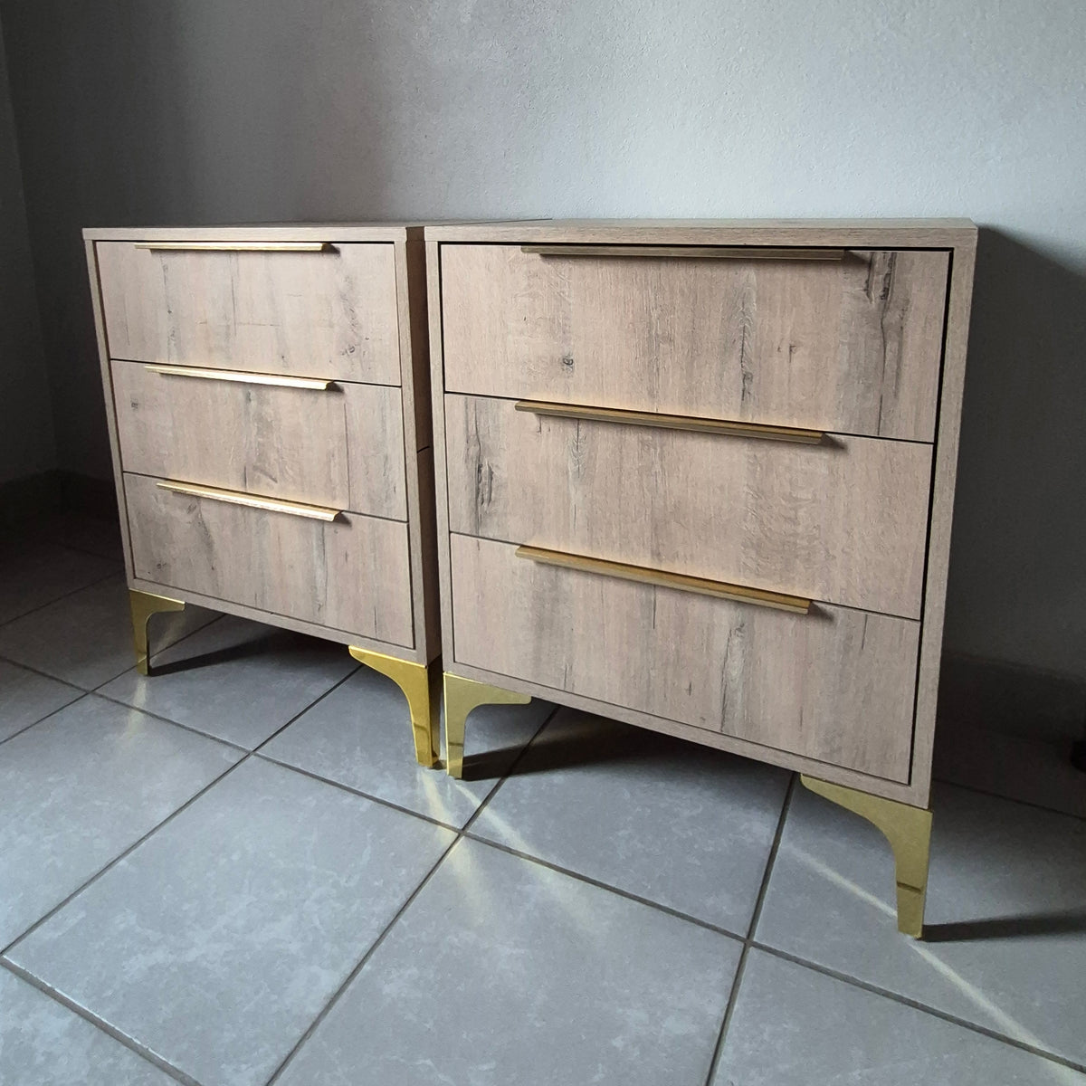 Bedside Pedestals. Gold Handles. R3500 for 2