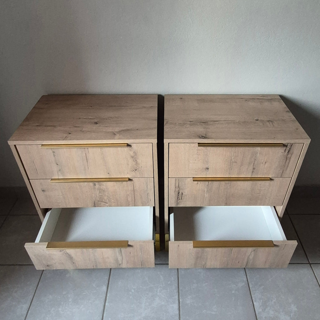 Bedside Pedestals. Gold Handles. R3500 for 2