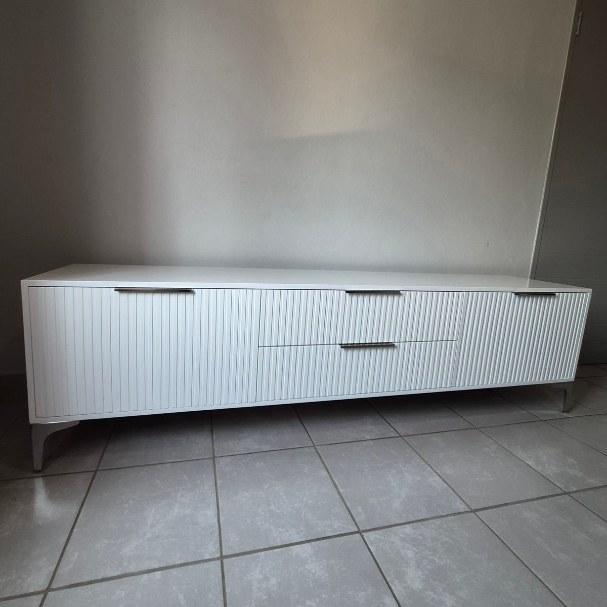 2m Tv Stand. Silver Handles