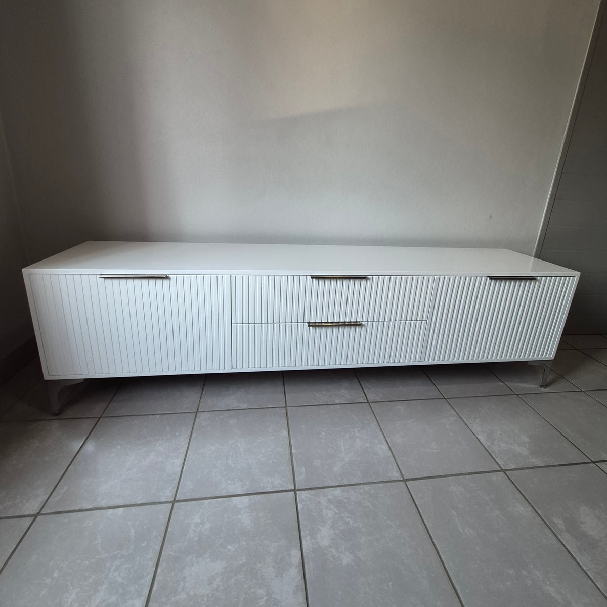 2m Tv Stand. Silver Handles