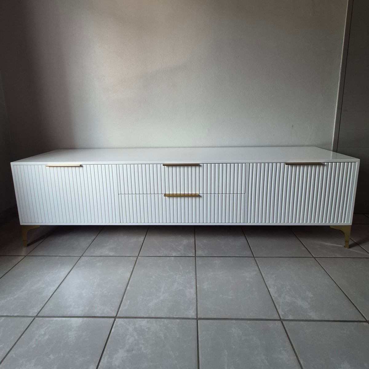 2m Tv Stand. Gold Handles
