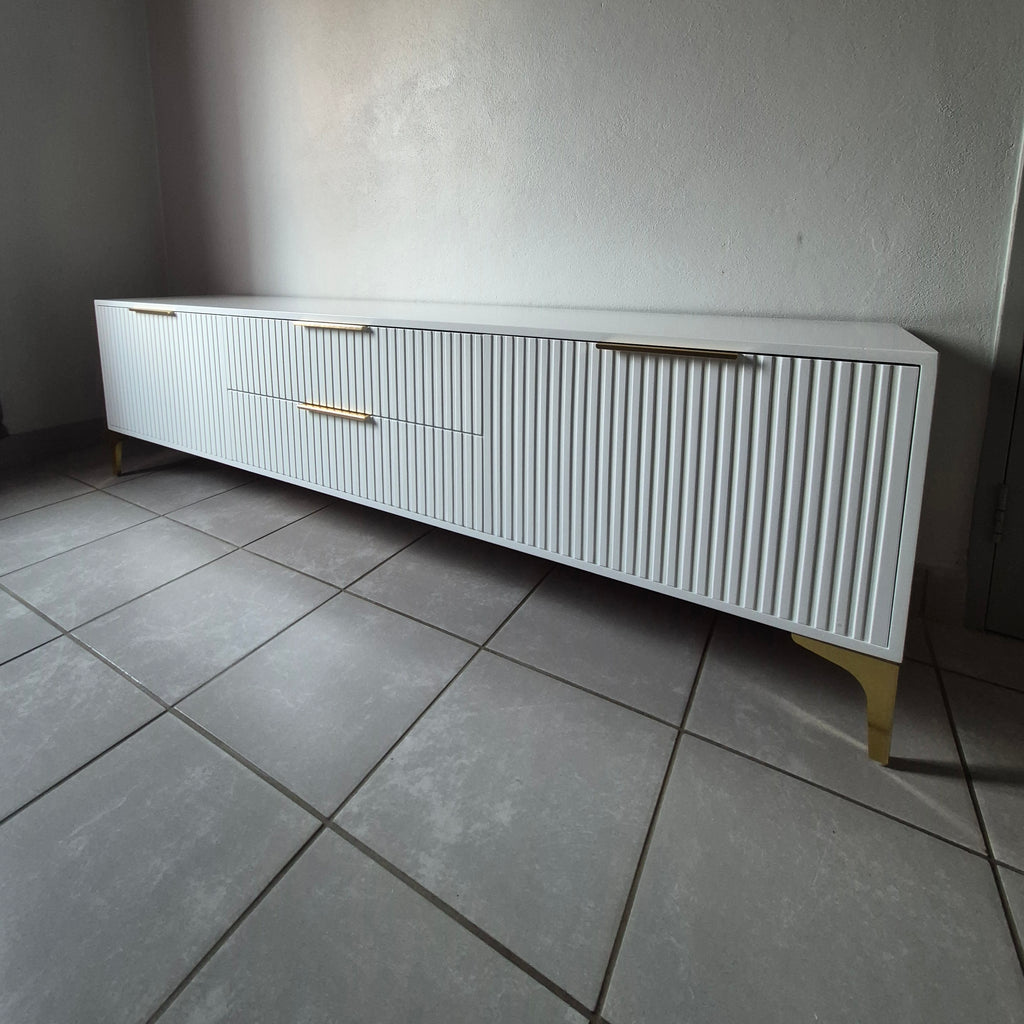 2m Tv Stand. Gold Handles