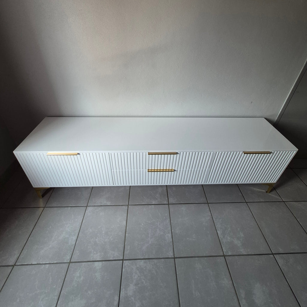 2m Tv Stand. Gold Handles