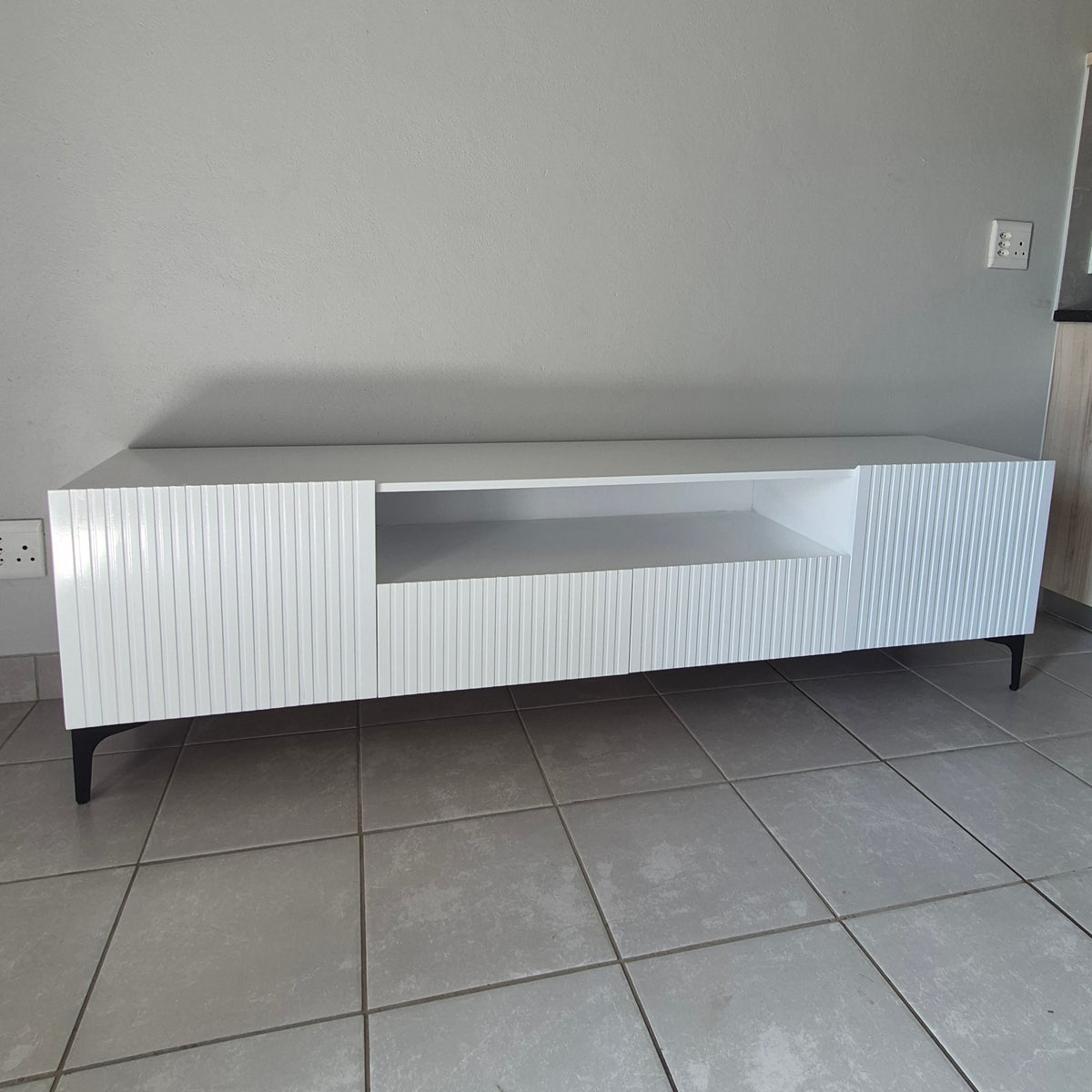 Modern 2m Tv Stand. Black Legs
