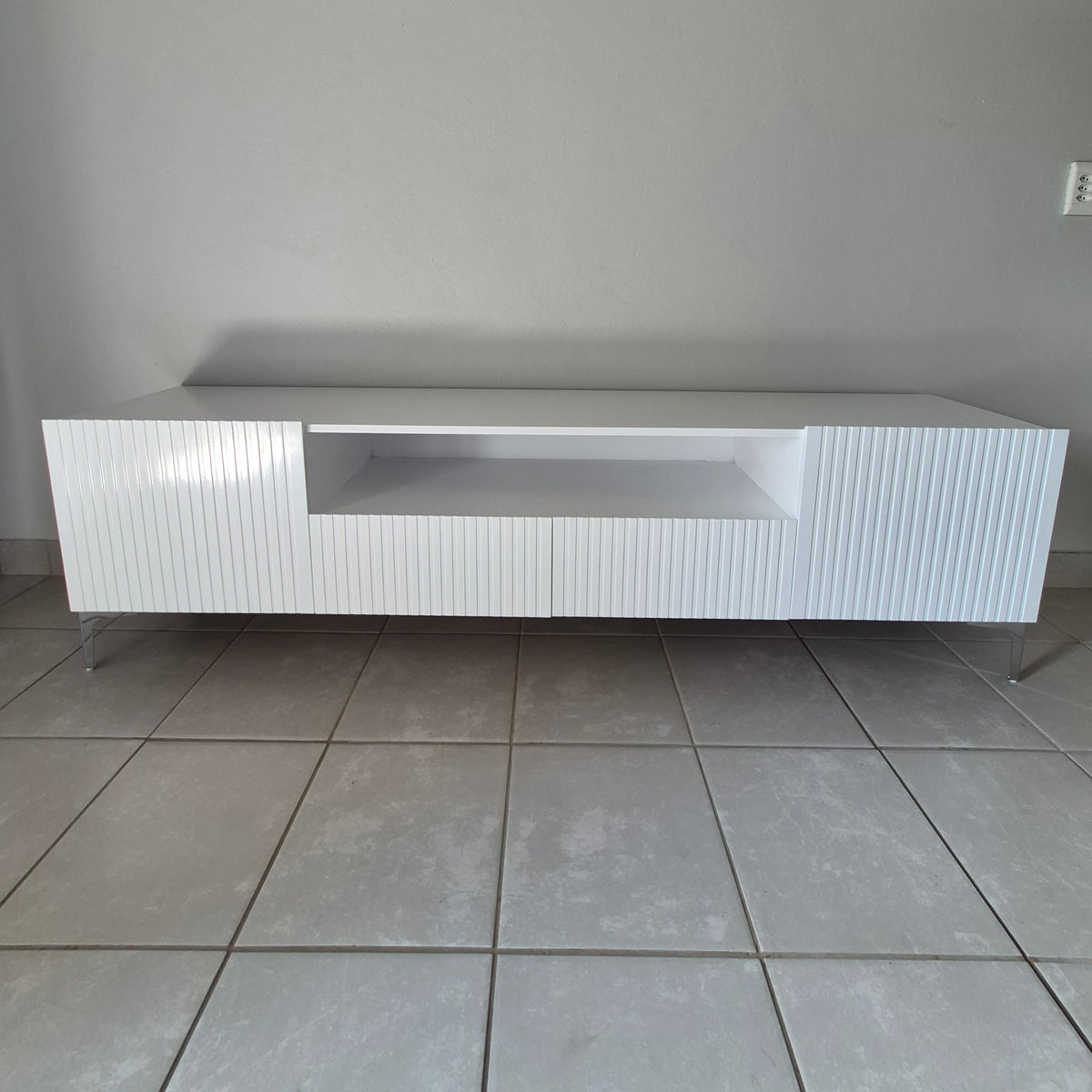 Modern 2m Tv Stand. Silver Legs