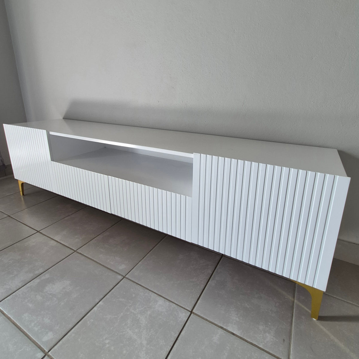 Modern 2m Tv Stand. Gold Legs