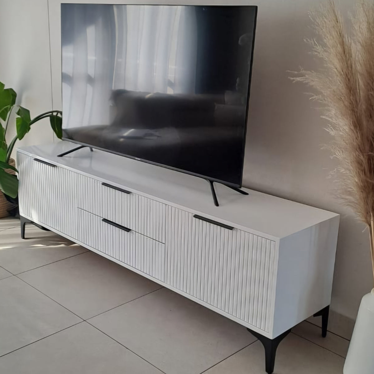 2m Tv Stand. Black Handles