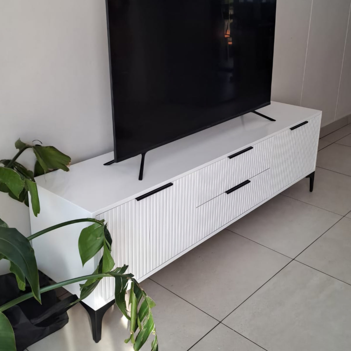 2m Tv Stand. Black Handles