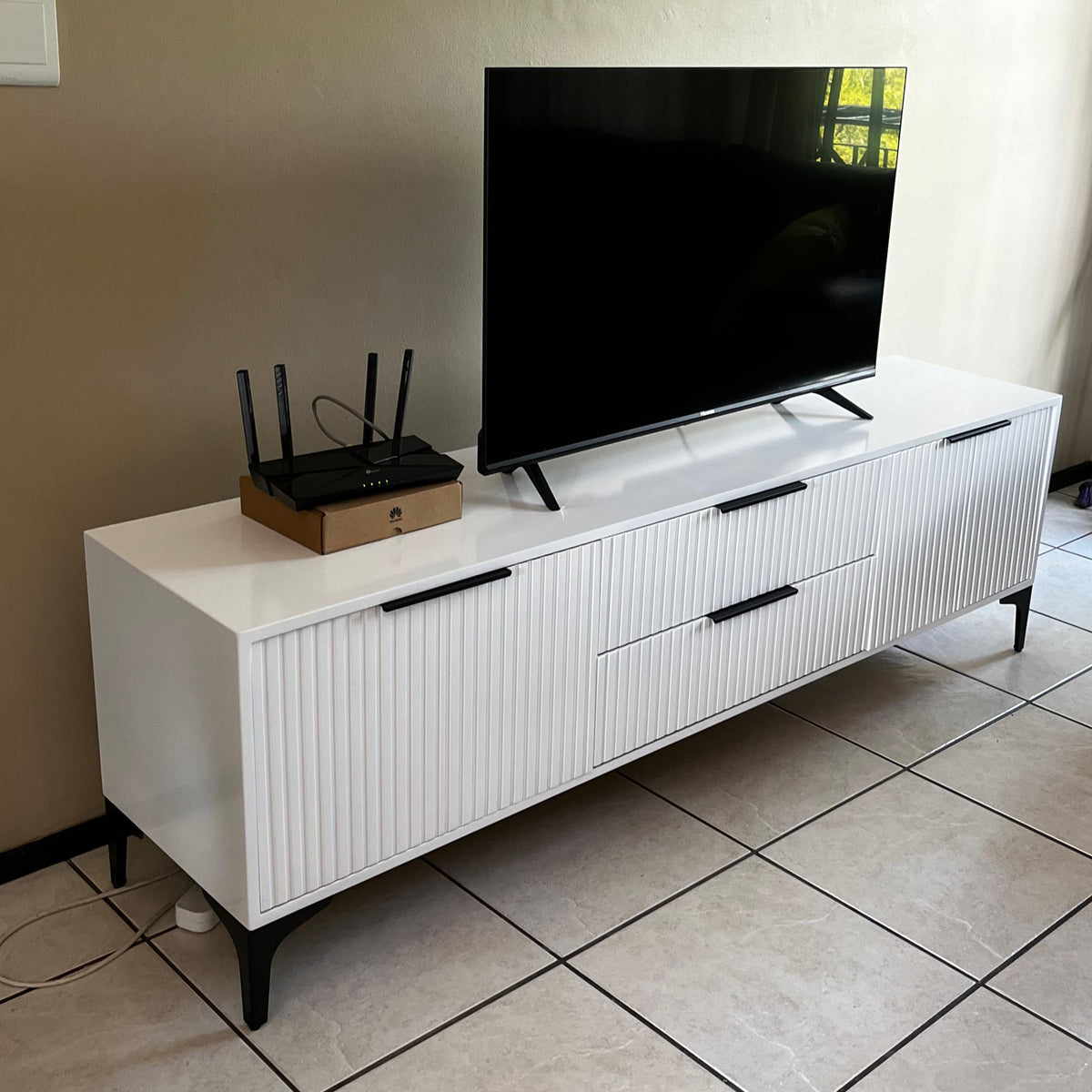 2m Tv Stand. Black Handles