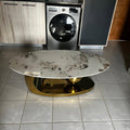 Oval Marble Top Gold Coffee Table