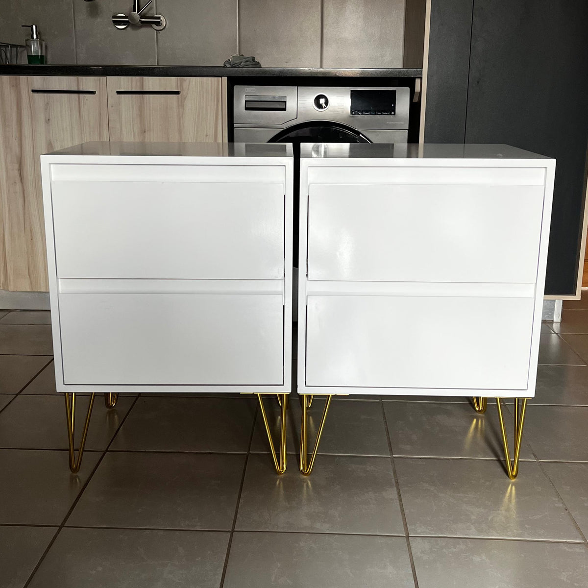 Bedside Pedestals. Gold Legs. R3200 for 2