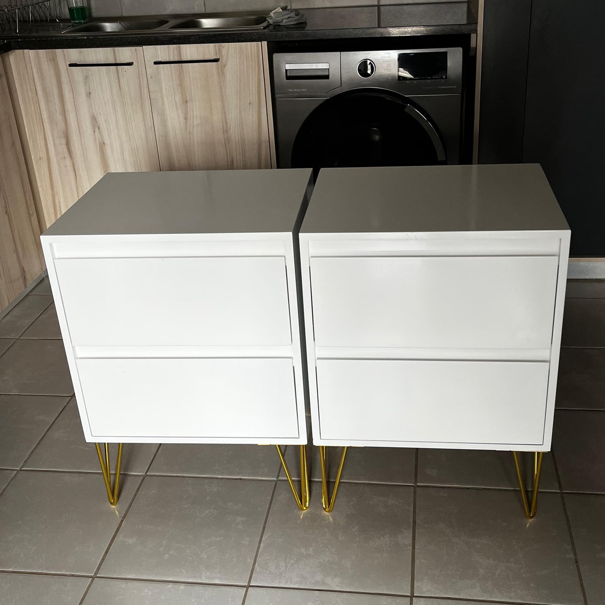 Bedside Pedestals. Gold Legs. R3200 for 2