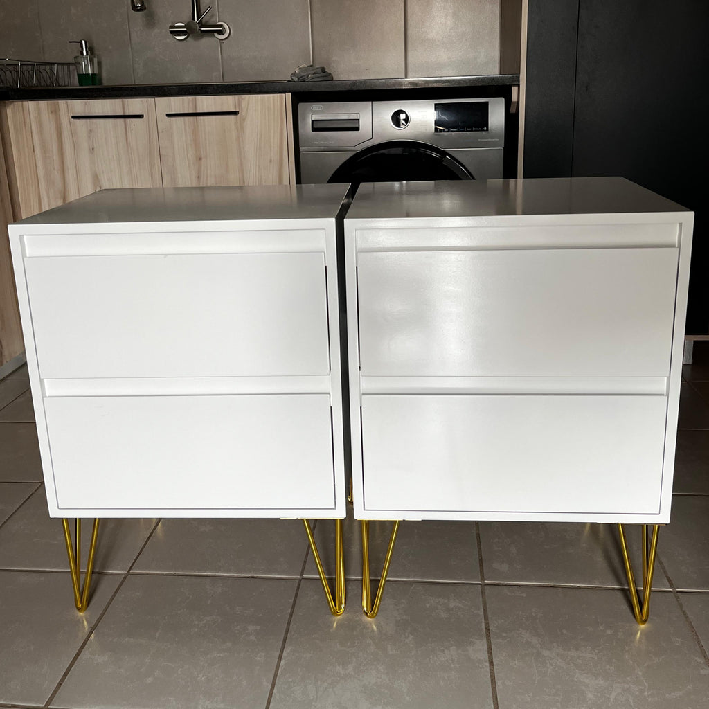 Bedside Pedestals. Gold Legs. R3200 for 2