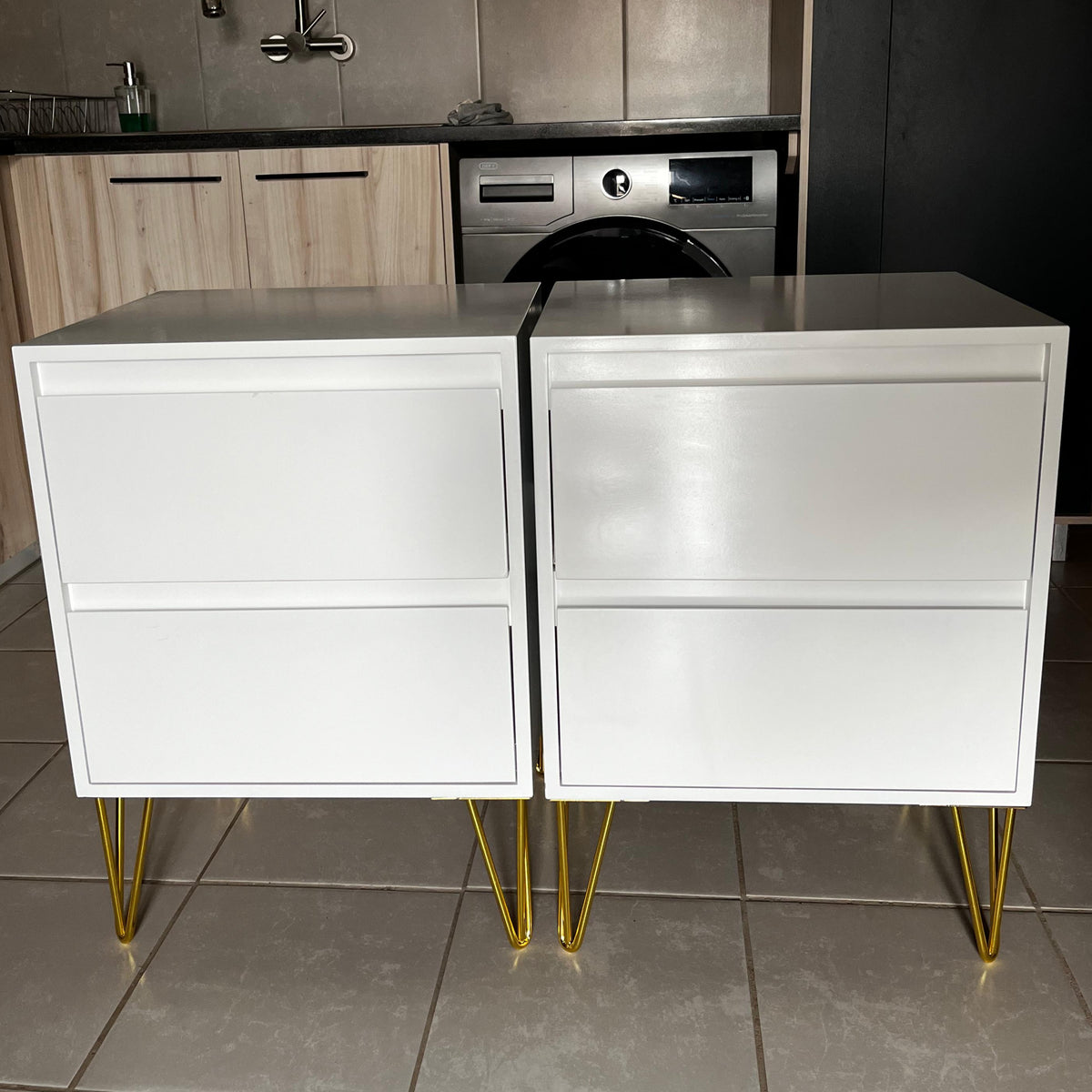 Bedside Pedestals. Gold Legs. R3200 for 2