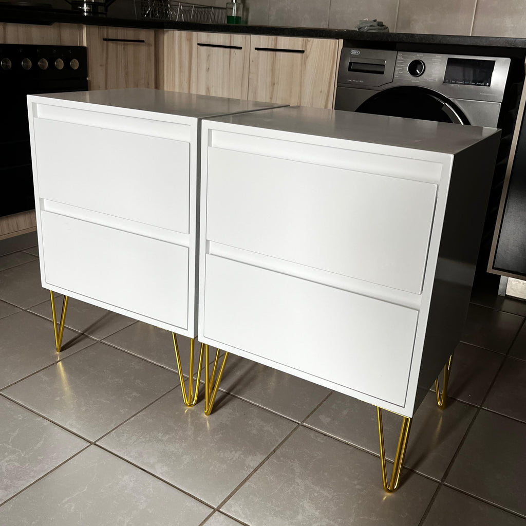 Bedside Pedestals. Gold Legs. R3200 for 2