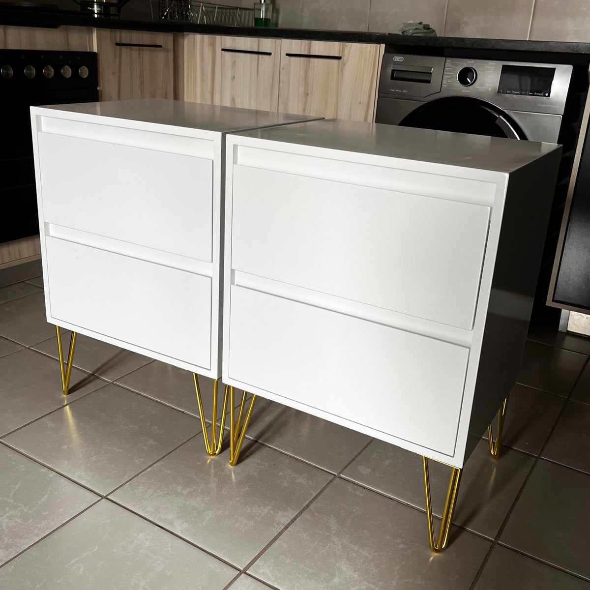 Bedside Pedestals. Gold Legs. R3200 for 2